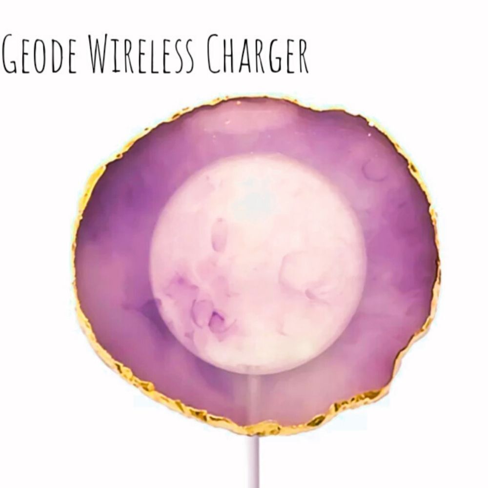 "Amethyst" (Acrylic) Geode Wireless Phone Charger by Phunkeetree
